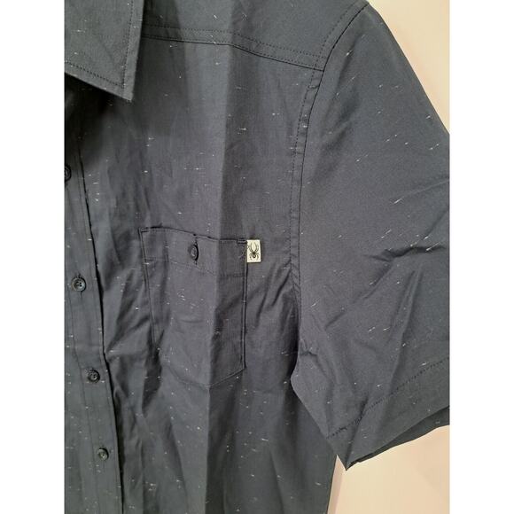 Spyder Men's Short-Sleeve Button Up Blue Space Dye Shirt Size S - Picture 4 of 7